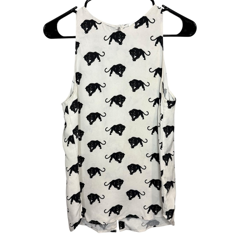 A.L.C. Ivory Top with Black Panther Design